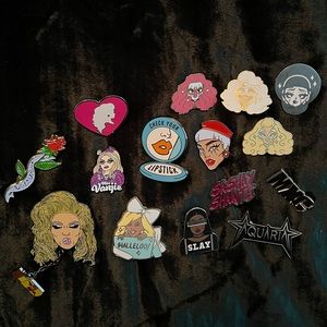 Set of drag queen enamel pins